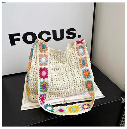 2025 New Summer Beach Tote Open Bags square Fashion Durable Party Shopping Date Hippie Bags Polyester Branded Designer Bag