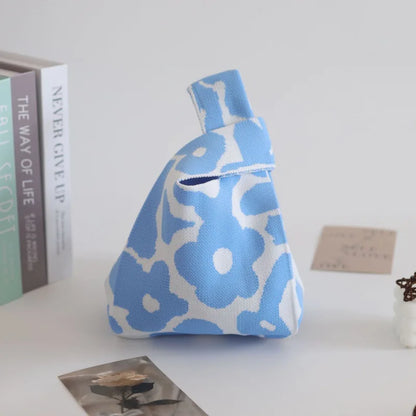 Women's Knitted Bucket Tote Bag Custom Logo Open Closure Woven Souvenir Vest Polyester Lining Simple Design for Everyday Use