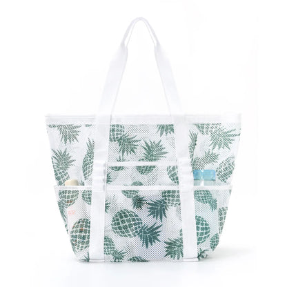 Handbag Beach Bag Multi-pocket Foldable Large Capacity Portable Handbag Seaside Storage Bag Handbag Design Leaves Pattern Packs