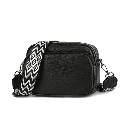 Genuine Leather Women's Bag 2024 New Head Layer Soft Cowhide Trendy Woven Shoulder Bag Casual Wide Shoulder Strap Square Bag