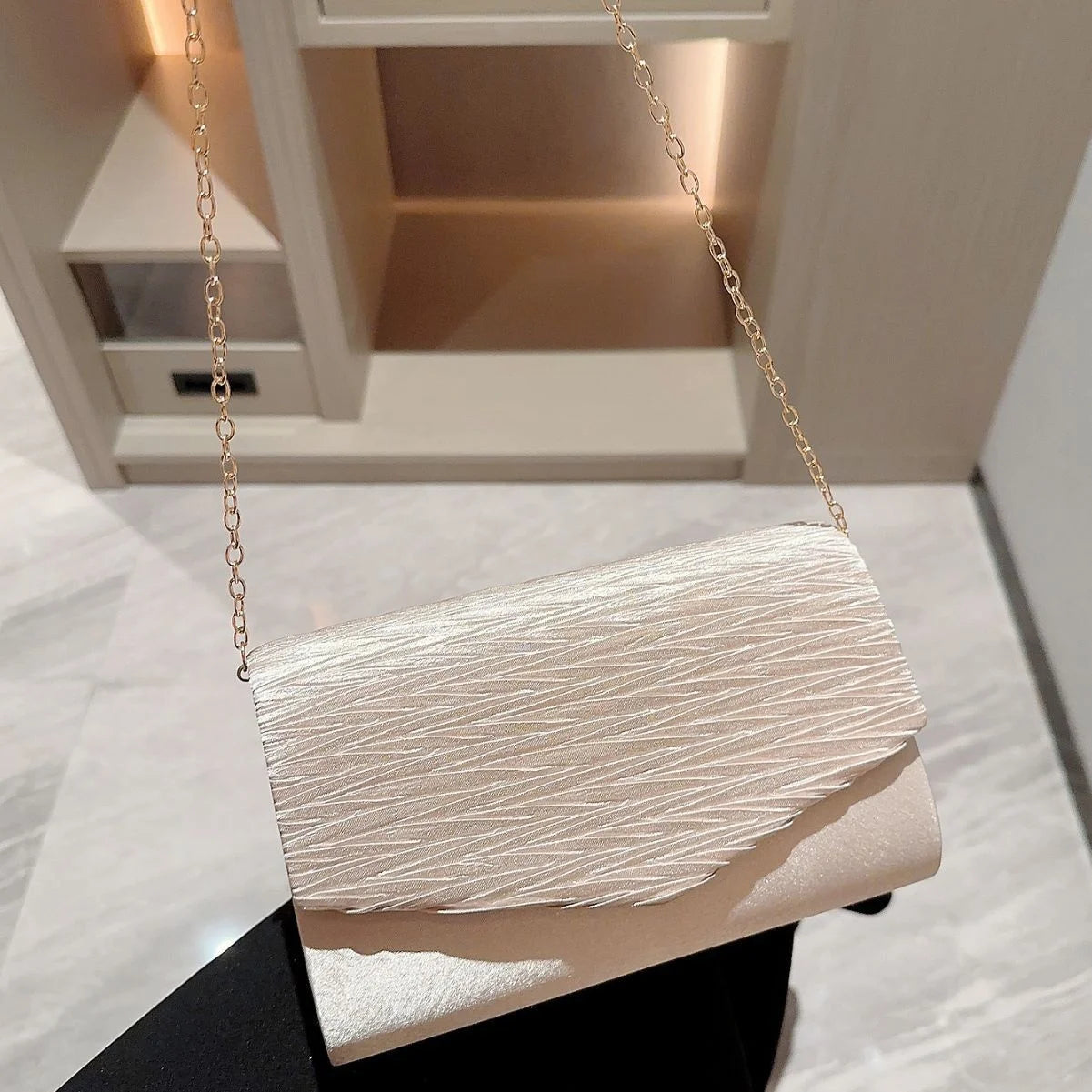 Elegant Women's New Satin Flap Square Evening Bag Fashionable Purse Style for Dress Party Women's Wallets Brands