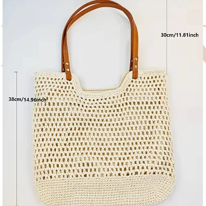 2025 New Casual Hollow Out Shoulder Bag Handmade Weaving Fashion Straw Ladies Shoulder Bag Summer Large Capacity Beach Tote Bag