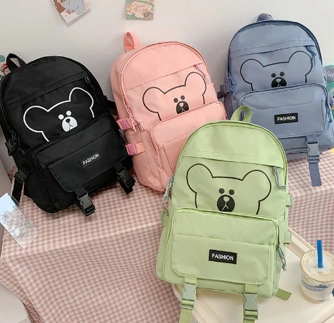 Fashionable Lightweight Multi-Piece Student School Backpack Large Capacity with Simple Printing Waterproof Shoulder Bag