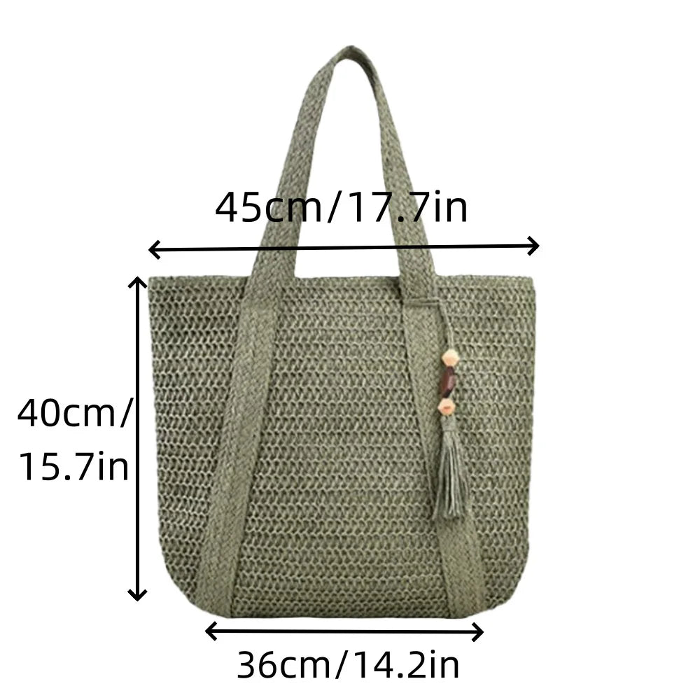Vintage Handbag 2025 Fashion Designer Handbags Women Large Canvas Woven Beach Zip Bag Bolsos Para Mujer Fashion for Women