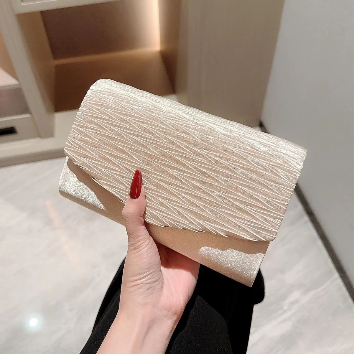 Elegant Women's New Satin Flap Square Evening Bag Fashionable Purse Style for Dress Party Women's Wallets Brands