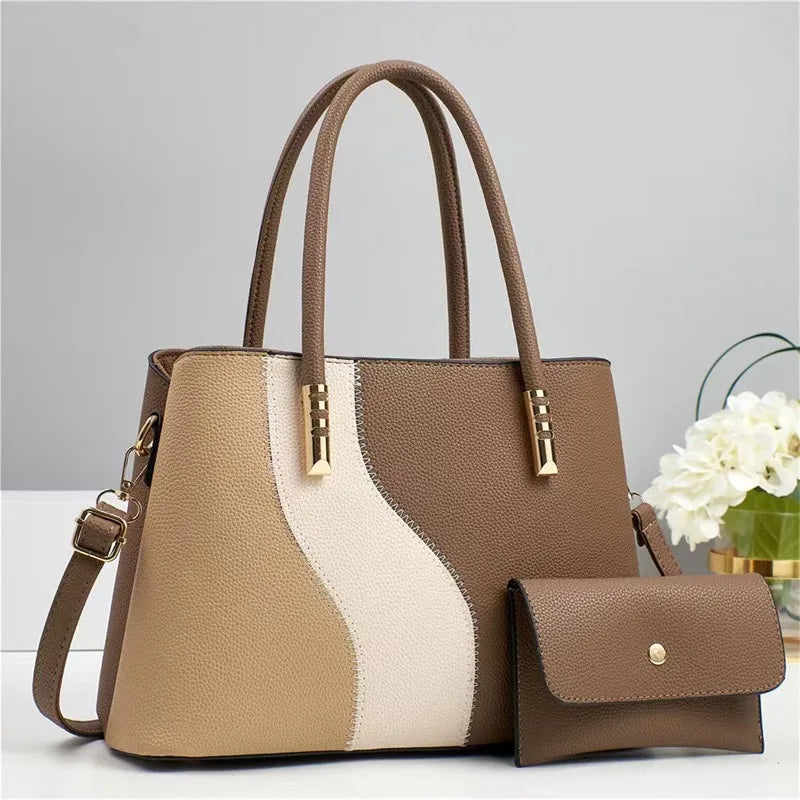 New Fashion Shoulder Bags for Lady 2 Pieces Set Large Capacity Mother Crossbody Bag Women Purses Shoulder Bags for Lady