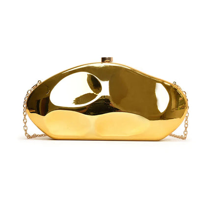 2025 Luxury Golden Silver Metallic Shell Stone Purses and Handbags Women Acrylic Party Evening Bag