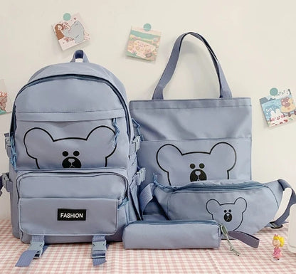 Fashionable Lightweight Multi-Piece Student School Backpack Large Capacity with Simple Printing Waterproof Shoulder Bag