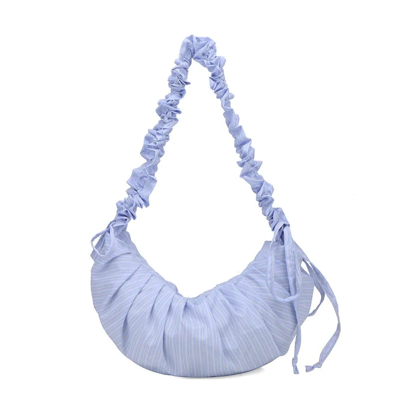 Adjustable Shoulder Strap Single Shoulder Bag Drawstring Bag Women Brand Handbags Zipper PU Lady Stripe Sac a Main Pour Femme