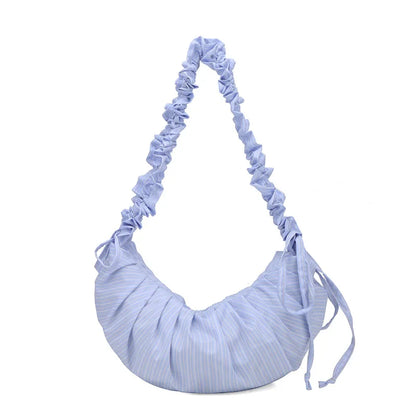 Adjustable Shoulder Strap Single Shoulder Bag Drawstring Bag Women Brand Handbags Zipper PU Lady Stripe Sac a Main Pour Femme