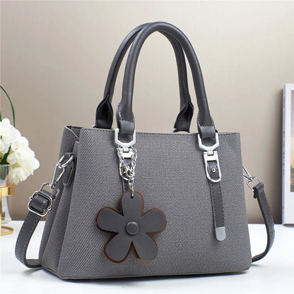 Minimalist Stylish PU Handbags Classical Pure Color Single Shoulder New Crossbody Bag Flower Pendant Fashion Bags for Women
