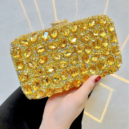 Women's Shiny Diamond Clutch Bag Elegant Gold  Rhinestones High Quality Luxury Ladies Purse  Crystal Hand Bling Evening Bags