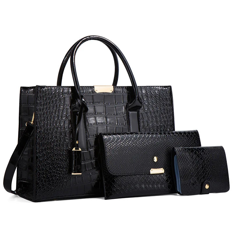 New Snake Grain Handbags Fashion a Set of 3 Pure  Color Women Bags Shoulder Bag Wholesale Manufacturer Woman Bags Luxury RY73187