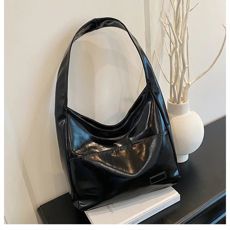 Classic Retro High-End Women's Designer Shoulder Bag Large Capacity Zipper Cross-Border Direct Source PU Material Large Capacity