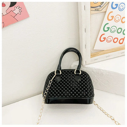 Candy Pure Color Mini PU Handbags Cute and Playful Checkered Crossbody Bag Colorful Chain Fashion Bags for Women