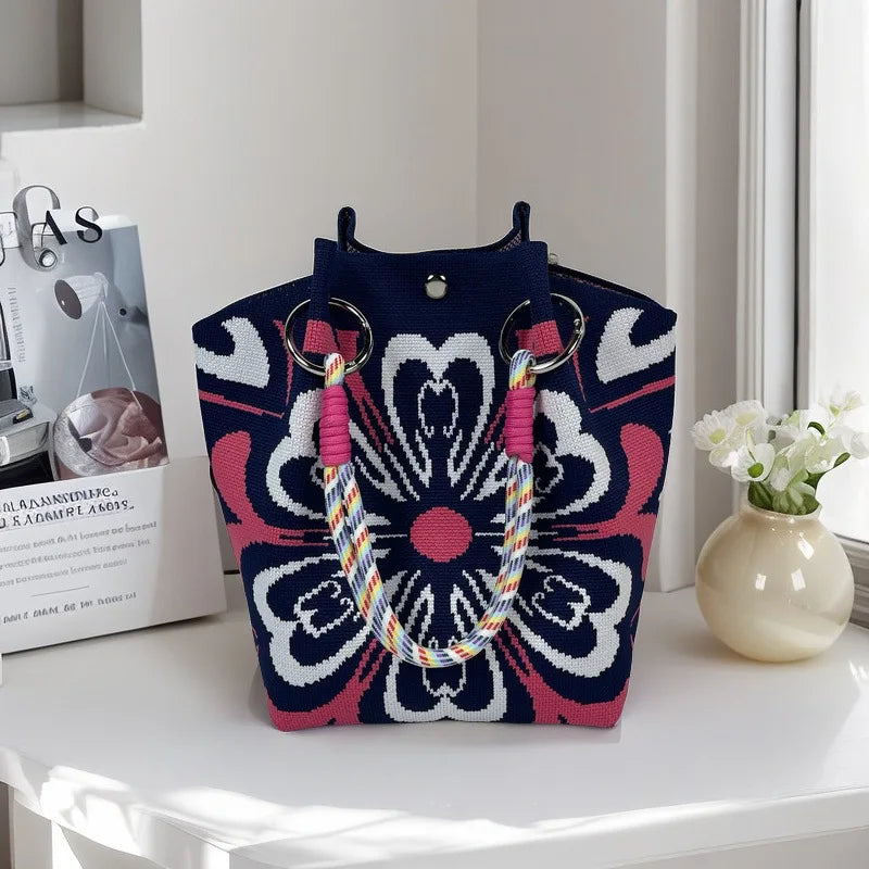 Wholesale Bags Fashion Single Shoulder Retro Embroidered Flower Bag Handbags for Women Luxury Designer Button Polyester Bag