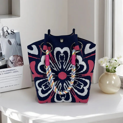 Wholesale Bags Fashion Single Shoulder Retro Embroidered Flower Bag Handbags for Women Luxury Designer Button Polyester Bag