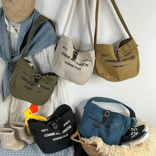 Canvas Solid Bag Unisex Fashion Messenger Bag Multi Colored Handbag Bags for Women Brands Trendy Crossbody Bolsa