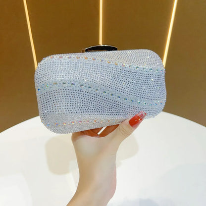 High Quality Fashion Diamond Clutch Women's Bag Light Luxury Dinner Bag Polyester Material square Pattern Evening Bags