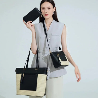 Stitching Color Woven PU Leopard Bag Handbag Zipper All Season Newest Fashionable  Messenger Bag Women Bags Designer