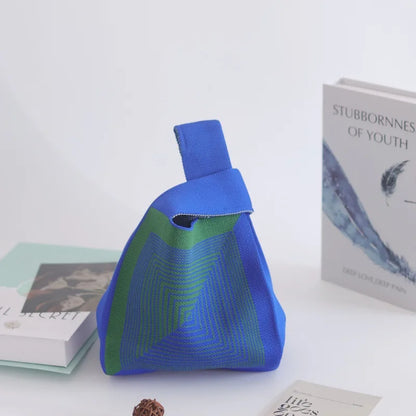 Women's Knitted Bucket Tote Bag Custom Logo Open Closure Woven Souvenir Vest Polyester Lining Simple Design for Everyday Use