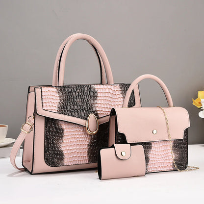 China Shopping Online Handbags for Women Luxury Designer Zipper Shiny Shoulder Crossbody PU Bag Set 2 in 1 Ladies Handbags