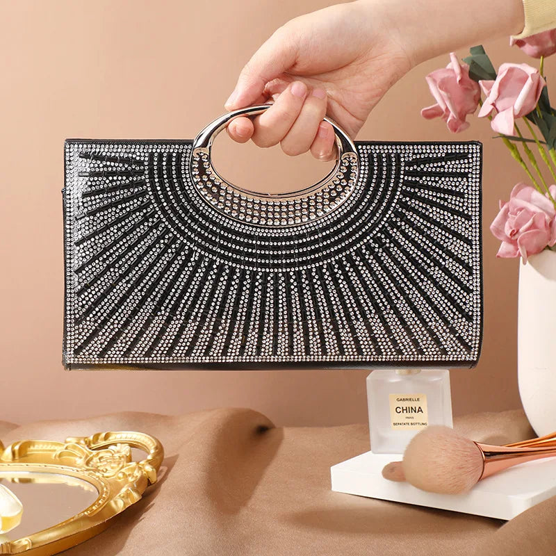 2025 Fashion Silver Sparkling Banquet Bag Handbag with Diamonds Women Bags Brand Luxury Diamond-Encrusted Evening Bag