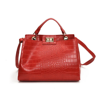 2024 New Crocodile Pattern Women's Hand-Held Shoulder Crossbody Bag Retro Style Zip Large Capacity Popular Casual Polyester