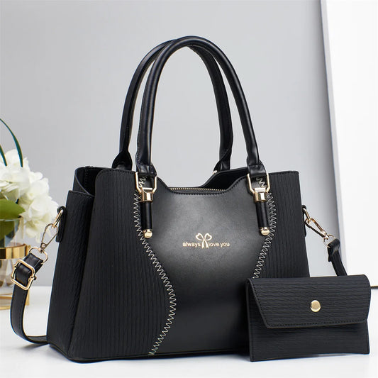 New Trend Contrasting Womens Handbag Large Capacity Fashion Versatile Women's Bag PU Medium Zipper Closure Handbag Design