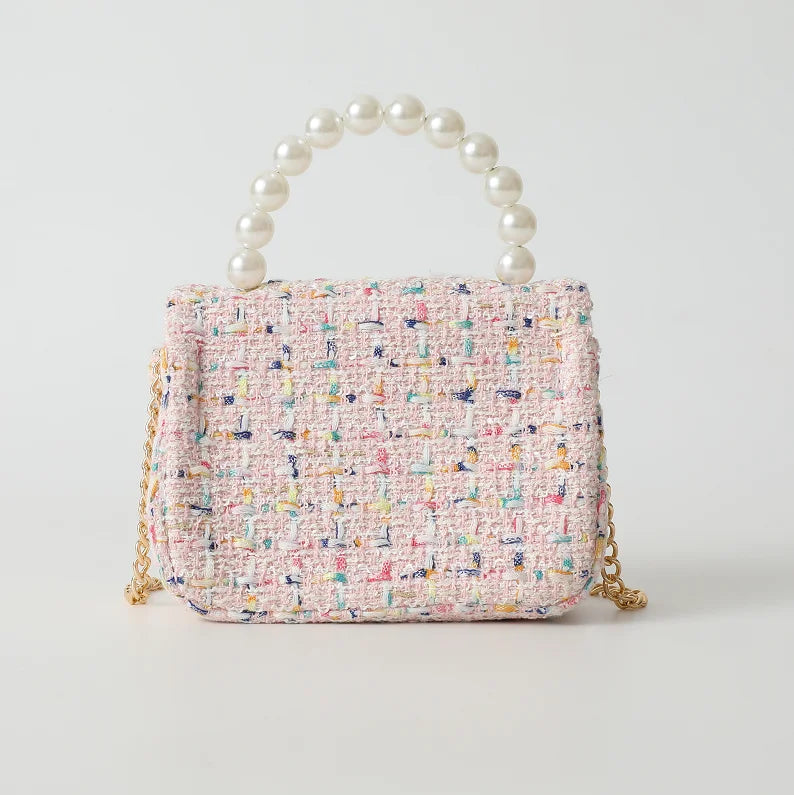 Well-Designed Princess Cute Baby Fashion Pearl Handbag Fashionable Kids Girls Mini Storage Bag Polyester PU Zipper Handbag