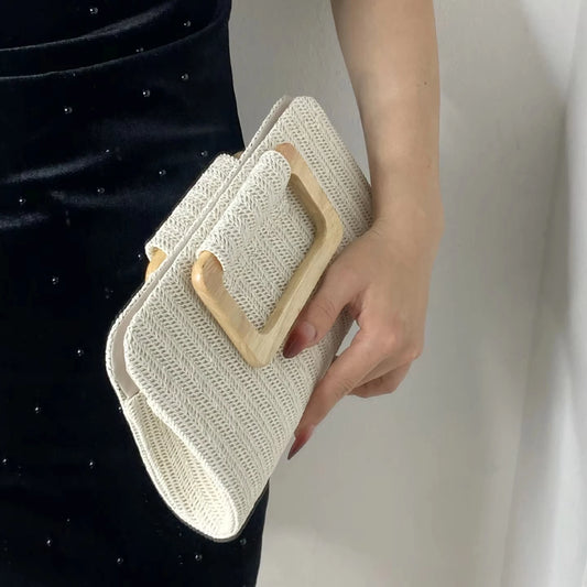 Woven Straw Bag Women's Summer Beach Bag Small square Straw Woven Beach Bag Branded Handbags for Women