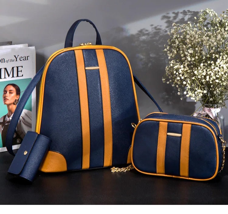 2025 New Fashion Backpack Waterproof Three-Piece Set Bags for Women Brand Luxury Lightweight Casual Stylish Daily Backpack Lady