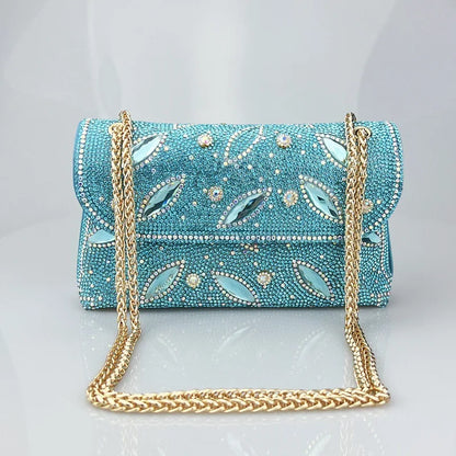 Tendencia Chain Bag with Diamonds for Women Branded Handbags for Women Zipper Pu Polyester Bags with Full Stone for Women