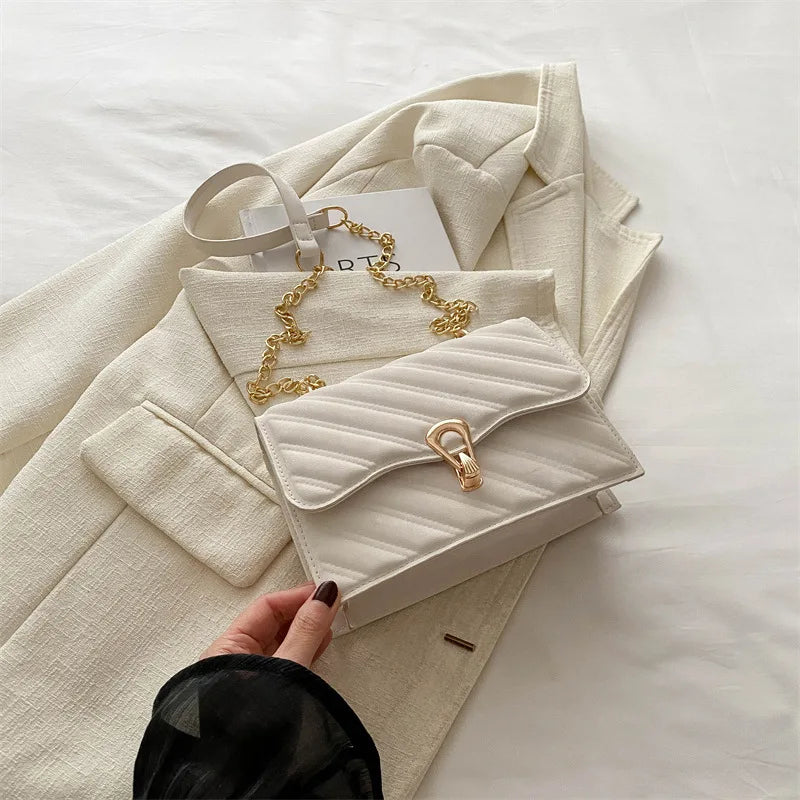 2024 Urban Style Ladies Cross-Body Shoulder Bag Lingge's New Popular Embroidery Line Texture Zipper Closure Fashionable PU