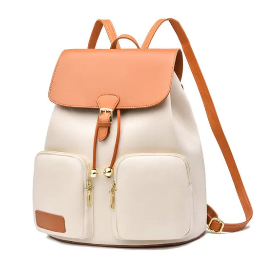 Large Capacity Travel Backpack Women Bags Handbag Luxury Waterproof Backpack Sac Ecole PU Button Fashion Waterproof Backpack