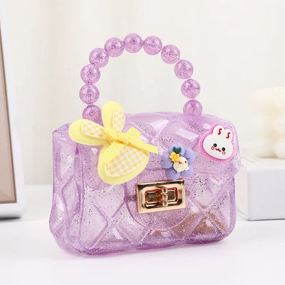 Cutey Coin Purse Lock Button Small Square Handbags for Kids Girls Flower Children Shoulder Crossbody Bags Cheap Wholesale