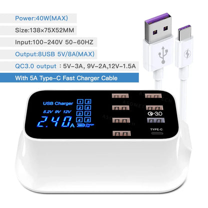 8 Ports Quick Charger For xiaomi huawei samsung