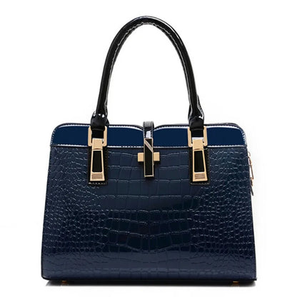 High Quality Shoulder Bags Unique Vintage PU Purse Korea Hand Bag Patent Leather Crocodile Leather Handbags for Women