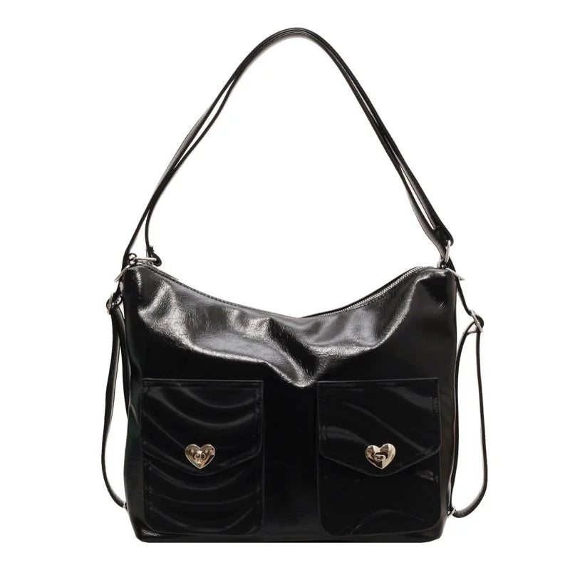 2024 Trendy Casual Niche Design Women's Shoulder Bag Vintage Multi-Use Backpack PU Cotton Single Strap Lock for Spring/Summer