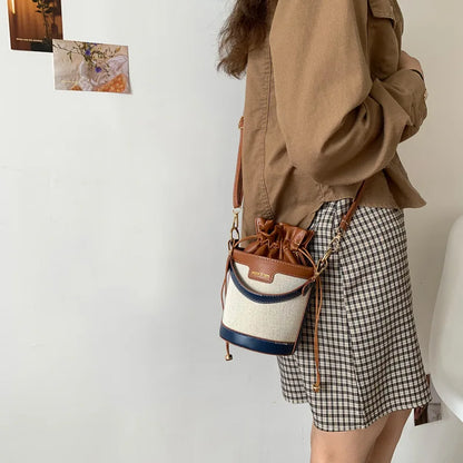 2024 New Fashion Stylish Bags for Women Pu Bucket Belt Shoulder Bag Handbag Collision Color Luxury Shoulder Bag