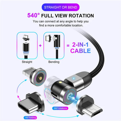 3 In 1 Magnetic USB Cable Fast Charging Type C Cable