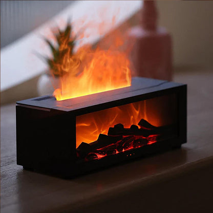 Mini Fireplace Aromatherapy Humidifier with Colorful Flame Effect, Night Light, Timer, and Auto Shut-Off