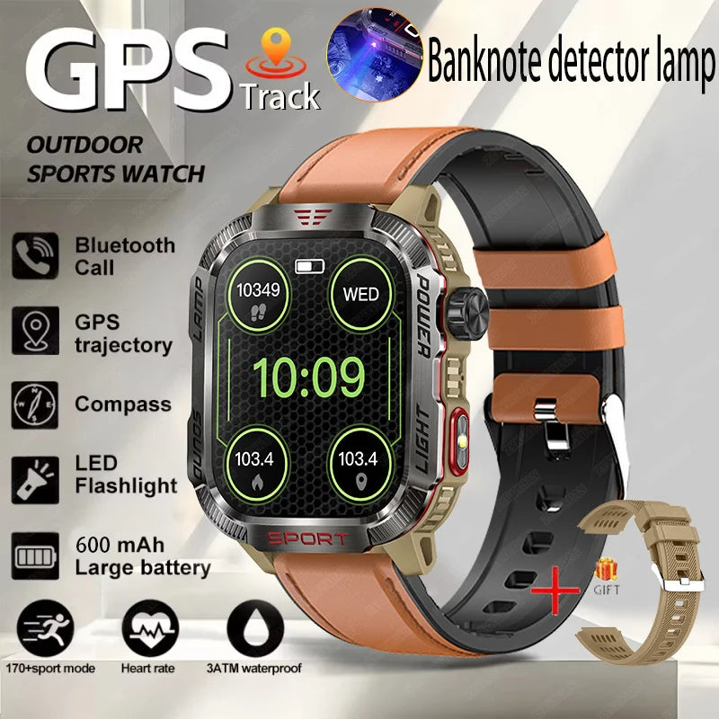 2024 New Military Outdoor Sport Smart Watch Men's 600 mAh Battery Waterproof GPS Track Call For Xiaomi Health Fitness Smartwatch