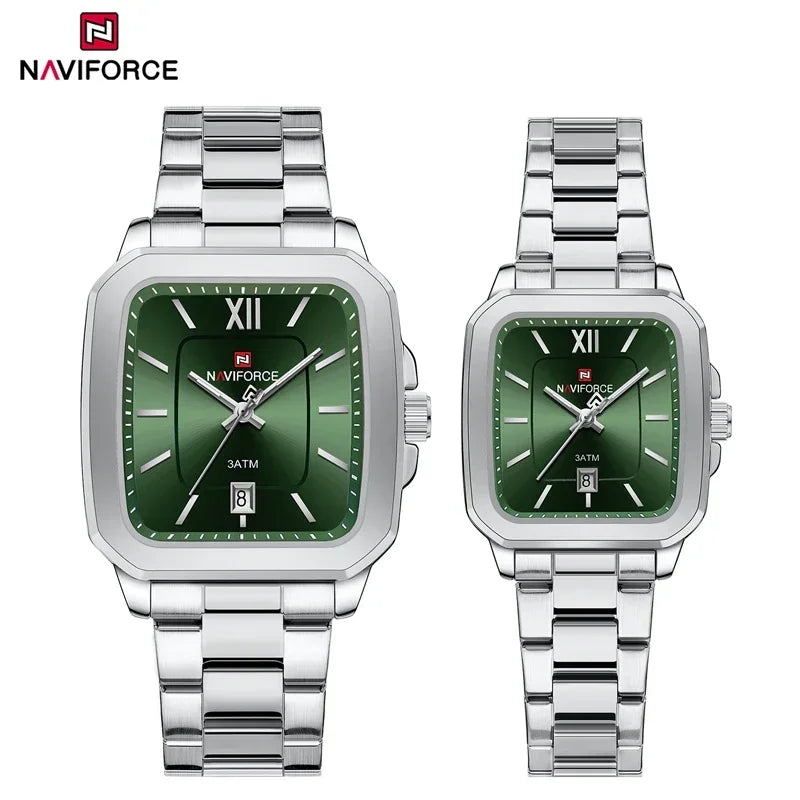 NAVIFORCE Casual Sport Watch for Lover Stainless Steel Band
