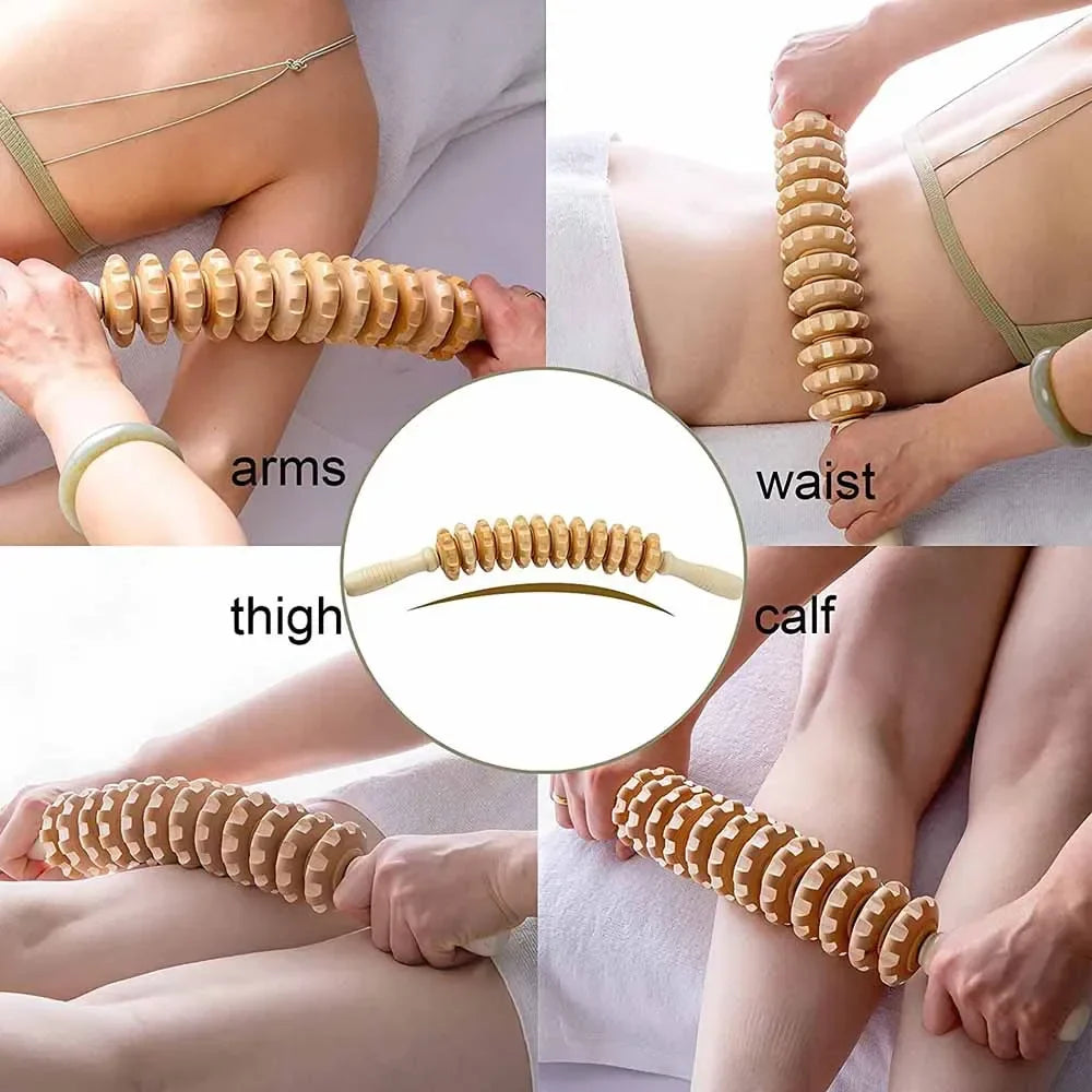 Wood Curved Massage Roller Stick