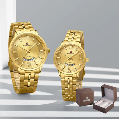 NAVIFORCE Luxury Couple Watch Fashion Stainless Steel Lover Watches..