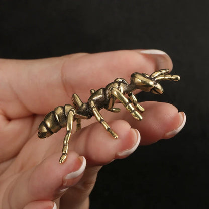 2024 NEW Pure Brass ant Figurines Miniature Simulation insect Desk Ornament Table Tea Pets Antique Copper Crafts Home Decors