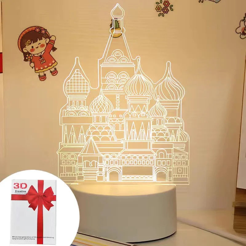3D Eiffel Tower Ferris wheel castle Home Decoration USB Night light Girlfriend Birthday Gift Valentine's Day Christmas Ornament