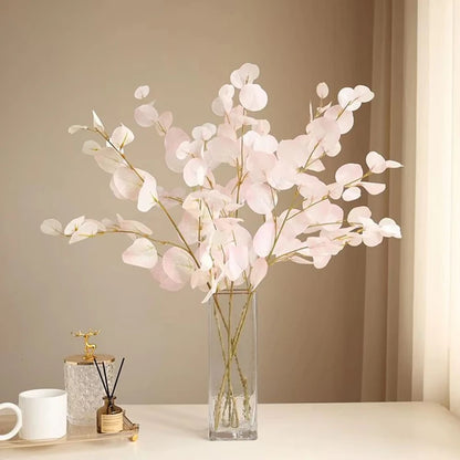 Artificial Plants Long Pole Eucalyptus Leaves Plants Money Leaf Wall Decor Wedding Shooting Prop Home Room Vases Table Diy Decor