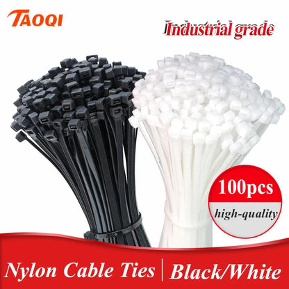 Self-locking plastic nylon tie 100PCS/bag black Zip wraps strap